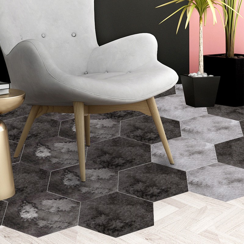 10Pcs Simulation Hexagonal Unique Pattern Waterproof Non-Slip Self Adhesive Tile