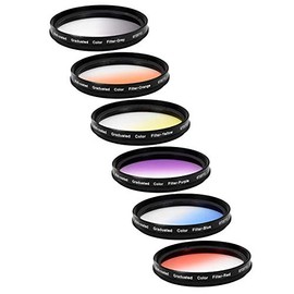 Vivitar 6-Piece Multi-Coated Rotating Graduated Color Filter Set (49mm) Includes: Red, Yellow, Blue, Orange, Grey & Purple