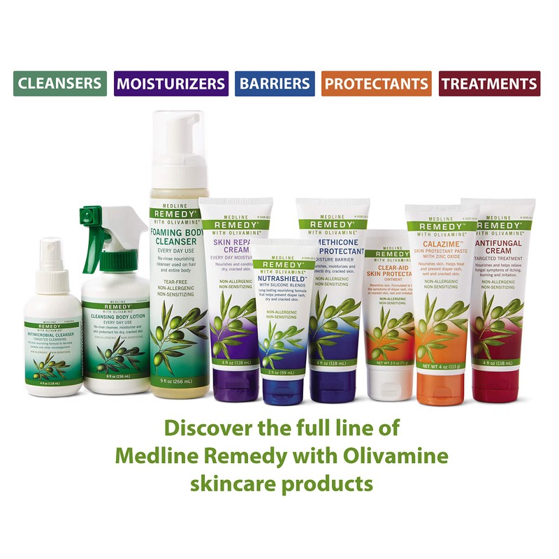 Medline Remedy Olivamine Foaming Body Cleanser, No Rinse, Scented, 5-oz