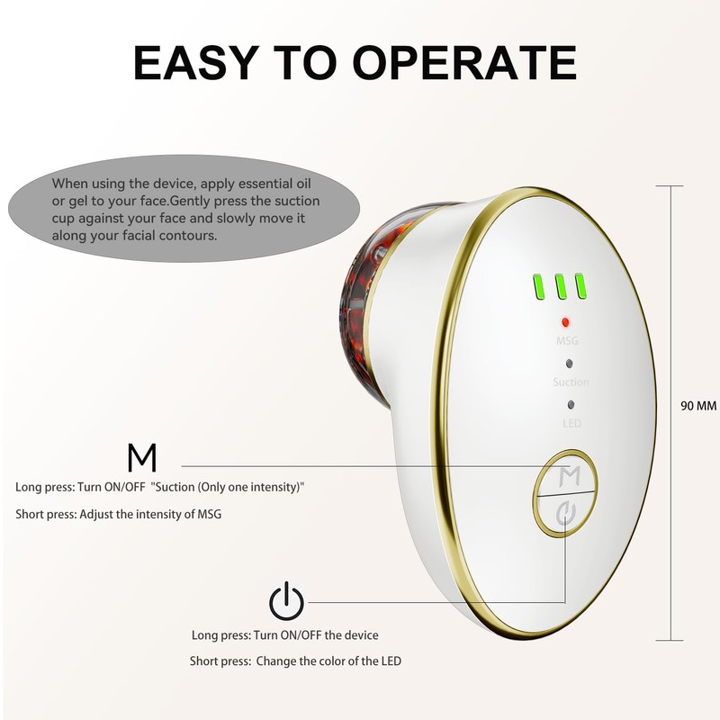 3 IN 1 Lymphatic Drainage Massager Contour Face Cupping Red-light