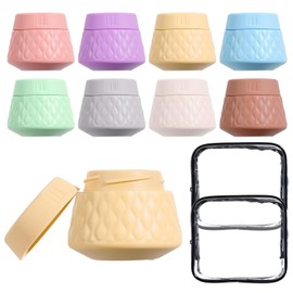 COMNICO 8PCS Travel Containers for Toiletries TSA Approved Silicone Cream Jars with Clear Bag with Lid Leak-proof Travel Essentials Accessories for Cosmetic Body Face Hand Cream