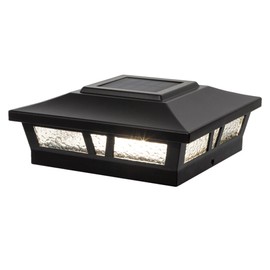 Classy Caps SLX772B 6x6 Black Aluminum Oxford Solar Post Cap – High-Performance Solar Lighting, 2 LEDs, Durable Cast Aluminum, Decorative Glass Lens, Easy DIY, Fits 6"x6", 5.5"x5.5", 5"x5"
