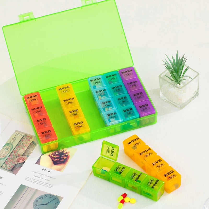 XL Large Weekly Pill Organizer 4 Times a Day, 7-Day