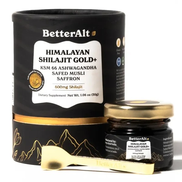 BetterAlt Himalayan GOLD+ Shilajit Resin with KSM-66 Ashwagandha | Lab-tested