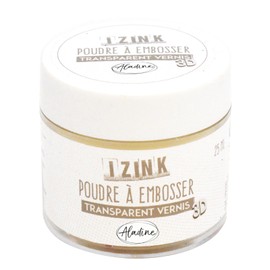 Aladine - Polvere per sciogliere Izink trasparente smaltata - Embossing con paillette - Effetto Volume 3D per Scrapbooking e Careria Creativa - Scrap in Relief Trasparente Smalto - Vasetto da 25 ml