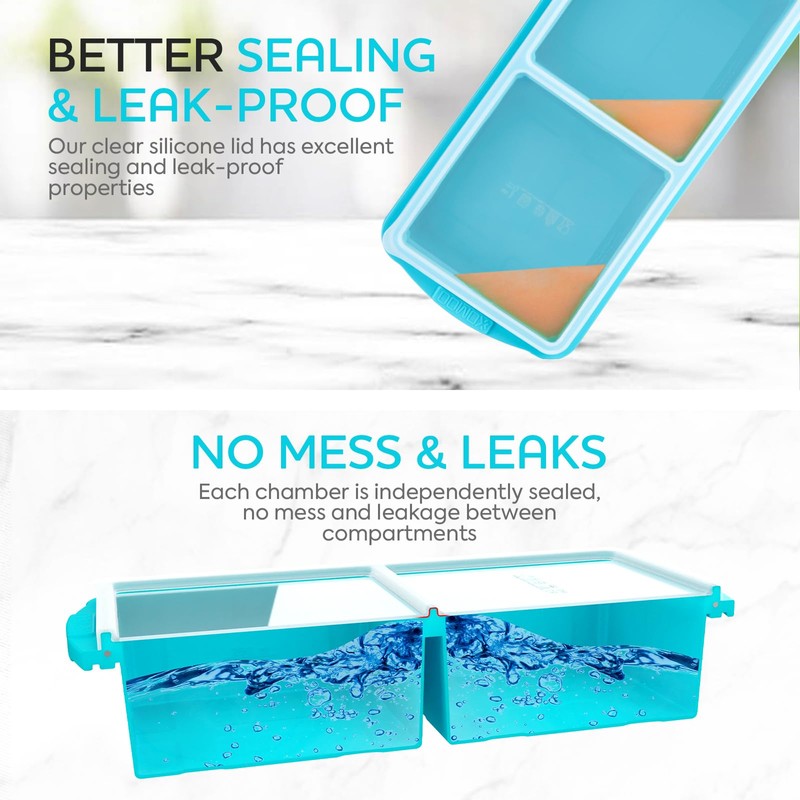 XOMOO Silicone Freezer Tray With Lid-Soup Freezer Container molds-2-cup Extra