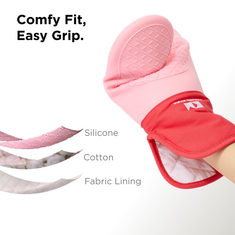 Kitchen Mama Silicone Oven Mitts Heat Resistant – Non-Slip, Stain-Resistant,