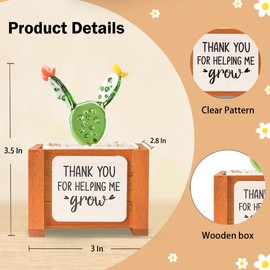 Crystal Cactus Potted Glass Flowers Emotional Support Plant for Women,Thank You for Helping Me Grow Gift Appreciation Gifts Thank You Gifts for Teachers Mentor Supervisor