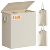Chrislley 160L Laundry Hamper 2 Section, Double Laundry Basket with