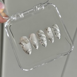 Wedding photography wedding nails white silver veil ♀ - L-Oval / 웨딩촬영 웨딩네일 화이트실버 베일♀ - L-오벌