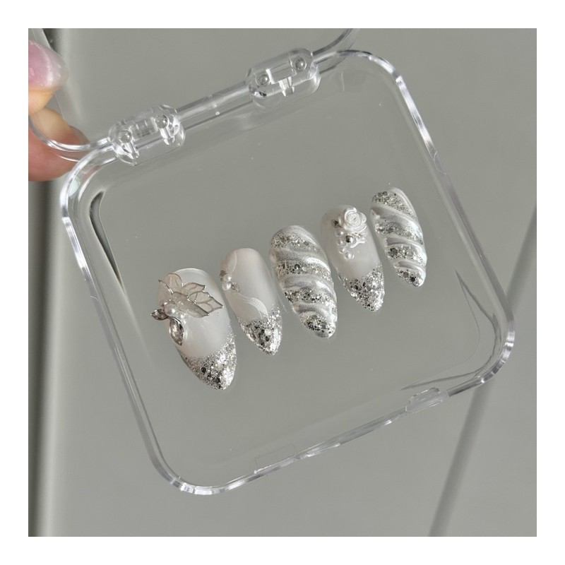 Wedding photography wedding nails white silver veil ♀ - L-Oval