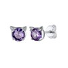 Purple Stud Earrings Sterling Silver Hypoallergenic Cute Cat Studs February