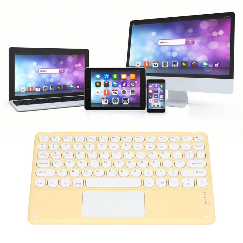 Touch Wireless Keyboard Round Keycaps Ergonomic Design Ultra Thin Smart