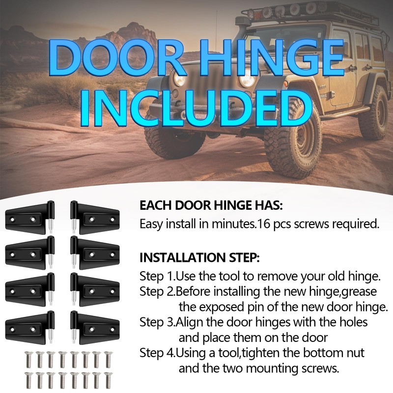 B.ZSSY Door Hinge Kit Compatible with 2007-2018 Wrangl-er JK JKU