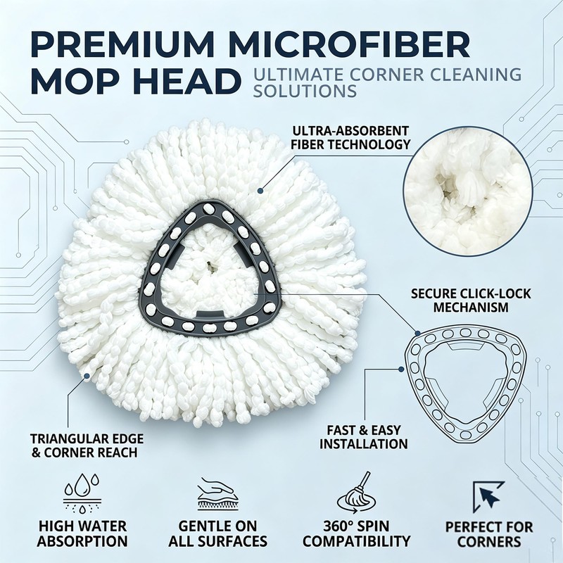 Mop Replacement Heads, Spin Mop 100% Microfiber Refill for O