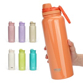 TYESO Vacuum Insulated Sports Bottle, 31.3 fl oz (1,050 ml) / 47.2 fl oz (1,200 ml), Cold Insulation, Direct Drinking, Wide Mouth, Handle Included, For Adults and Children, 8 Colors Available