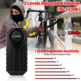 Anti Theft Burglar Bike Alarm with Remote, 110dB Wireless Anti-Theft Vibration Motorcycle Alarm, Door, Window & Vehicle Security Alarm System, Adjustable Sensitivity & Volume, Waterproof