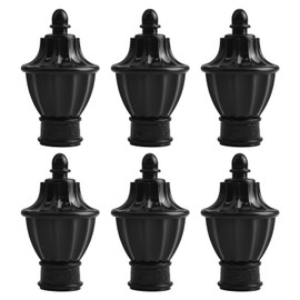 UFURMATE 6 Pcs Black Plastic Curtain Pole Finials Curtain Rod Finials Fit 28mm Diameter Curtain Pole (Trophy Shape)