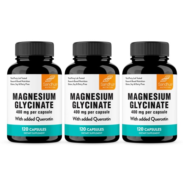 Magnesium Glycinate 400mg Capsules with Quercetin | Quality Sleep Relaxation