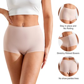 DEANGELMON Seamless Boyshort Underwear for Women Anti Chafing Shorts Soft Stretch Boy Shorts Panties Boxer Briefs Pack(1P3,M)