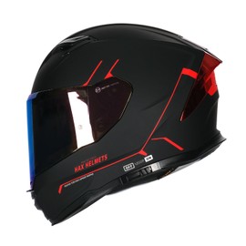 HAX Force Aerodynamic Full Face Helmet for Street & E-Bikes DOT & ECE Certified - Enhanced Dual Visor, Adult Size, Pinlock Ready Matte Black Red M