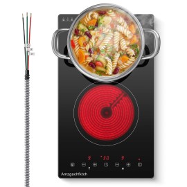 Amzgachfktch Built-in Electric Ceramic Cooktop 12 in With 2 Burner  Black 3000W