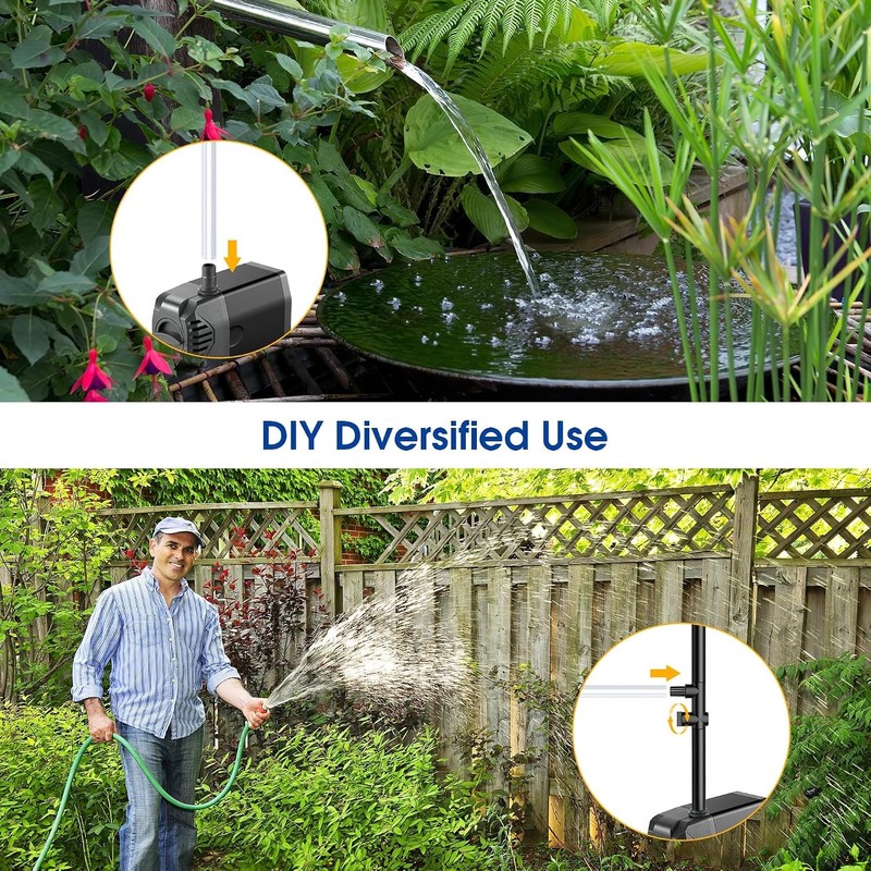 Biling 20W Solar Pond Pump 320GPH Dry-Run Protection Quiet Pump