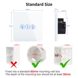 CNBINGO WLAN Rolladenschalter, für Jalousien/Vorhang/Türmotorsteuerung, Smart Rolladen Berührungsschalter Arbeit mit Alexa, Google Assistant, Neutralleiter wird benötigt, Weiß