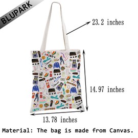 BLUPARK 80's Party Tote Bag Nostalgic Gift 80's Pop Culture Shopping Bag Birthday Gift for Best Friend, 80s 2