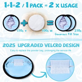 Uspring 2025 Upgraded Sand Remover for Beach Vacation Essentials Summer Must Haves Sand Remover with Velcro, Replaceable Powder Bag, Beach Accessories for Women Kids Family Trip Gifts, Generous 250g