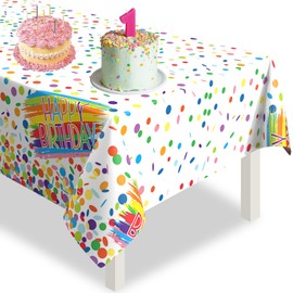 Paready Birthday Tablecloth, Disposable Decoration, 1 PCS Table Cover, Table Decor, Birthday Decoration, Party Favors for Kids Party, Celebration, Boys, Girls, Children, Colorful