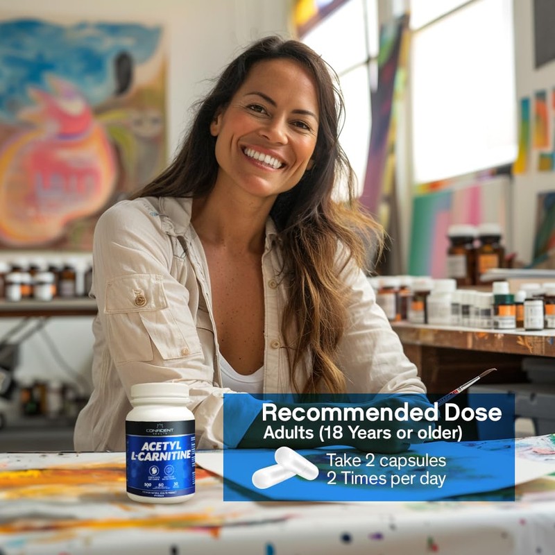 CONFIDENT HEALTH - Acetyl L-Carnitine 500mg - Premium Brain and