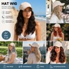 Hat Wigs 20" Hat with Hair Attached for Women,Long Wavy