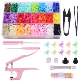 Mardatt - Juego de 405 botones a presión T5 con alicates a presión, 24 colores redondos de plástico sin coser y fijador de herramientas de mano con clips para coser ropa, manualidades de lluvia y