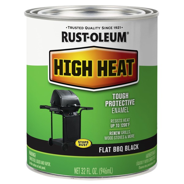 Rust-Oleum 7778502 High Brush On Paint Heat Protective Enamel, 32 Fl Oz (Pack of 1), Bar-B-Que Black