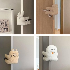 Cute Door Stopper, Decorative Cat Door Stop for Home Office, Soft Fabric Stuffed Animal Anti Pinch Door Stopper to Keep Door Open for Your Dog or Cat Come and Go Freely (Khaki, One Size)