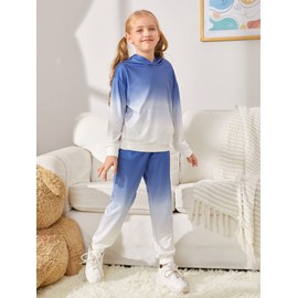 Arshiner Girl's 2 Piece Tie-dye Pullover Hooded Sweatshirt Set Sweatsuits and Sweatpants