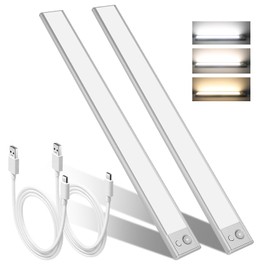 148 LED 15.7'' Under Cabinet Lighting Wireless,3 Color Temperatures Dimmable Closet Lights Motion Sensored,3000mAh Battery Closet Lights,Lights for Under Cabinets in Kitchen,Wardrobe,Stairs (2 Pack)
