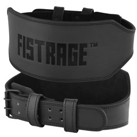 FISTRAGE Power Weight Lifting Buffalo Hide 6" Leather Belt Gym Back Support Strap Training Fitness Exercise for Tough Workouts | Power Lifters | Supports Lumber Lower Back (Medium, 6 Inches)