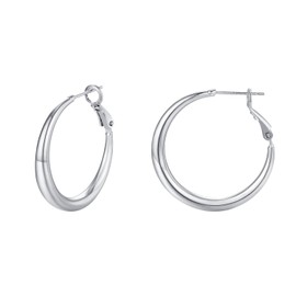 Gelanmeng Large Chunky Hoop Earrings for Women - 14k Real Gold Plated with 925 Sterling Silver Post Lightweight&Hypoallergenic Big Thick Hoops Earrings Trendy Jewelry Gift for Women (30 silver)