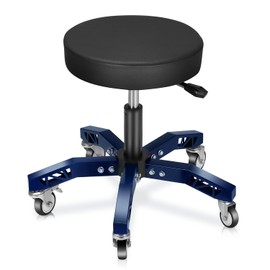 Auto Dynasty Rolling Mechanic Stool, Height Adjustable Heavy Duty Roller Creeper Garage Shop Seat with Padded Seat for Workshop Auto Repair, 300 LBS Capacity, Blue