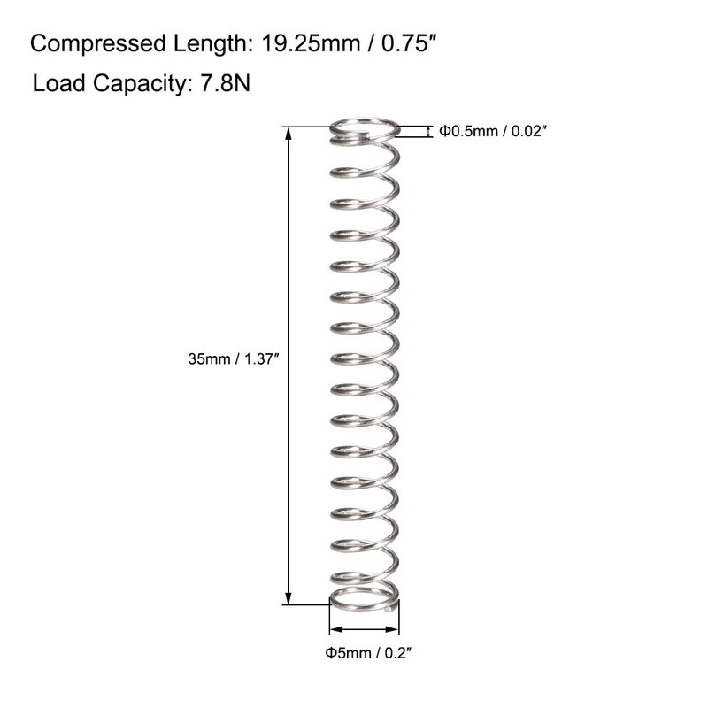 sourcing map Compression Spring 5 mm OD 0.5 mm Wire