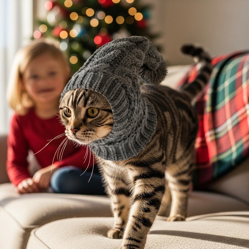 Vehomy Dog Knitted Hat Cat Christmas Wool Hat Pet Winter