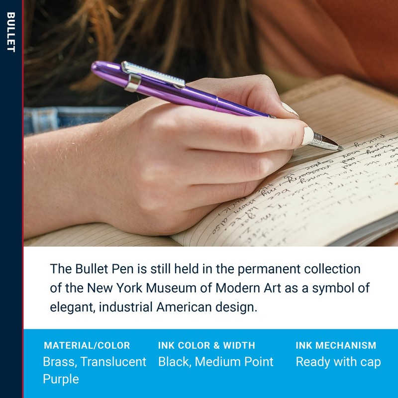 Fisher Space Pen Bullet Pen, Purple Haze, Ballpoint, Brass, Black