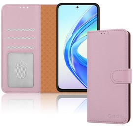 iCatchy for Honor 90 Smart/Honor X7B Case Leather Wallet Flip Book with Kickstand Magnetic Closure RFID Protection Shockproof Cover for Honor 7B / Honor 90 Smart (Rose Gold)