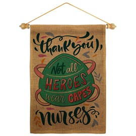 Thank you Nurses Burlap Burlap Garden Flag Set Wood Dowel First Responders EMT Paramedic EMS Nurse Emergency Medical Technician Supoort Small Gift Yard House Banner Double-Sided Made In USA 13 X 18.5