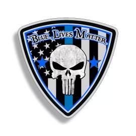 Real Sticky Blue Lives Matter Skull Sticker Back the Blue Police Car Vehicle Windown Decal