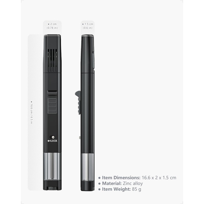 VVAY Torch Lighter Butane Refillable, Long Stick Lighter for Candle