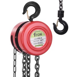 LFGUD Hand Chain Hoist, 1 Ton/2200 lbs Capacity, Heavy Duty Steel Chain Fall Hoist with 10 Ft Lifting Height, Manual Chain Block Hoist with 2 Chain Hooks for Lifting Good in Transport & Workshop