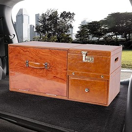 organizador para asiento trasero Caja De Almacenamiento For Maletero De Coche, Organizador De Maletero De Cuero Auténtico, Caja Organizadora Plegable 